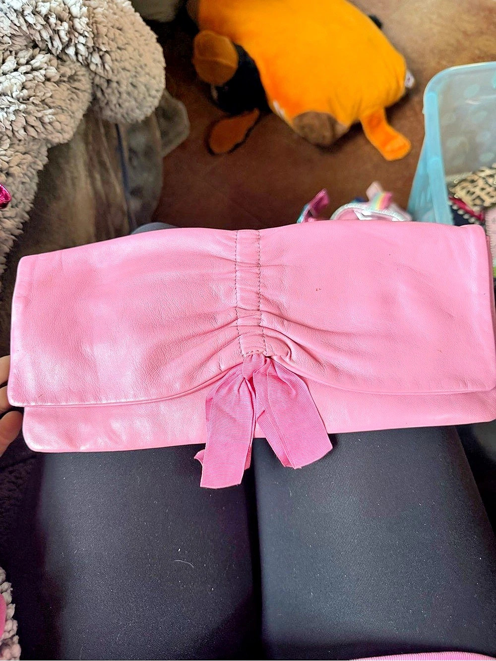 Christian Dior Pink Leather Bow Clutch